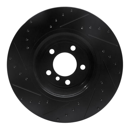 R1 Concepts R1 02-08 BMW 760LI Front Right Drilled & Slotted Black Brake Rotor