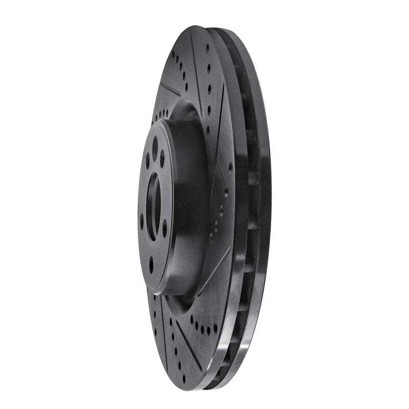 R1 Concepts R1 2007-2016 Volvo S60 Front Right Drilled & Slotted Black Brake Rotor
