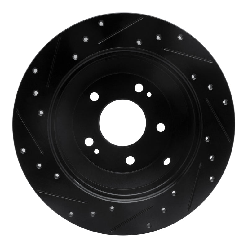 R1 Concepts R1 10-21 Hyundai Santa Fe XL Rear Right Drilled & Slotted Black Brake Rotor