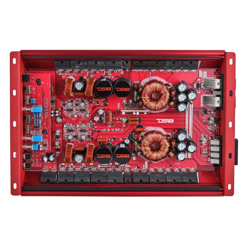 DS18 4-Channel Amp 2x 1000/4ohm Bridge 4 x 550/2ohm 4 x 300/4ohm Watts RMS Red
