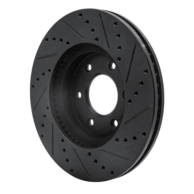 R1 Concepts R1 06-09 Chevrolet Trailblazer Front Left Drilled & Slotted Black Brake Rotor