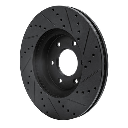 R1 Concepts R1 06-09 Chevrolet Trailblazer Front Left Drilled & Slotted Black Brake Rotor