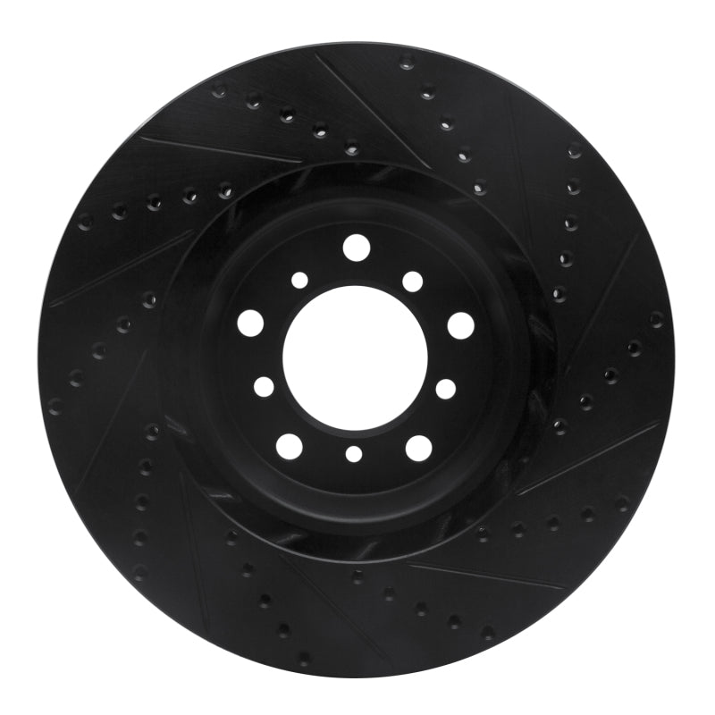 R1 Concepts R1 01-06 BMW M3 Right Front Drilled & Slotted Black Brake Rotor