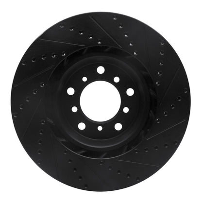 R1 Concepts R1 01-06 BMW M3 Right Front Drilled & Slotted Black Brake Rotor