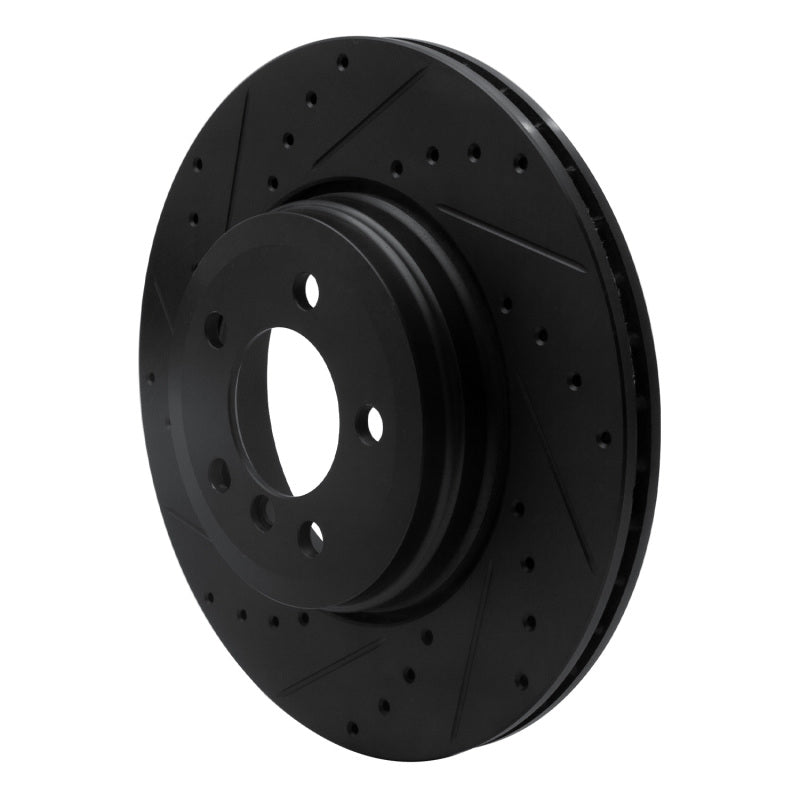 R1 Concepts R1 02-05 BMW 760LI Rear Left Drilled & Slotted Black Brake Rotor