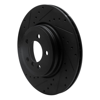 R1 Concepts R1 02-05 BMW 760LI Rear Left Drilled & Slotted Black Brake Rotor
