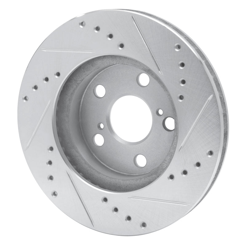 R1 Concepts R1 94-00 Toyota Celica Front Left Drilled & Slotted Silver Brake Rotor
