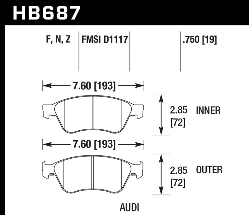 Hawk Performance Hawk 04-10 Audi A8 Quattro / 07-11 S6 / 07-10 S8 /  04-06 VW Phaeton HPS Front Street Brake Pads