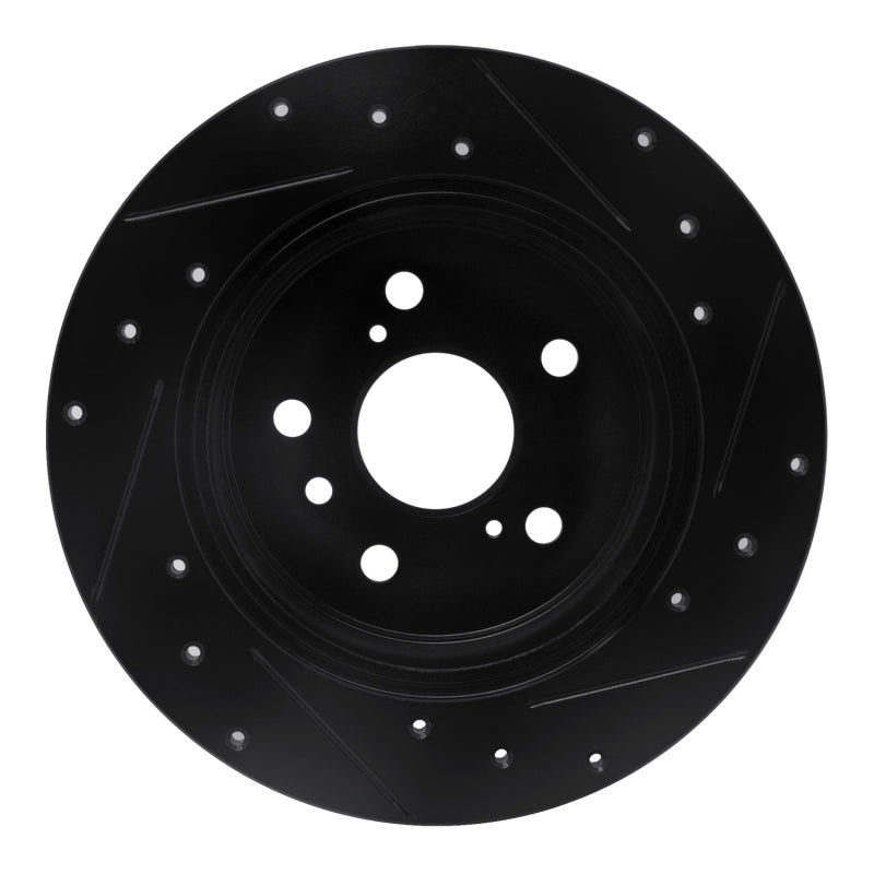 R1 Concepts R1 00-04 Toyota AVALON Rear Left Drilled & Slotted Black Brake Rotor