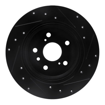 R1 Concepts R1 00-04 Toyota AVALON Rear Left Drilled & Slotted Black Brake Rotor