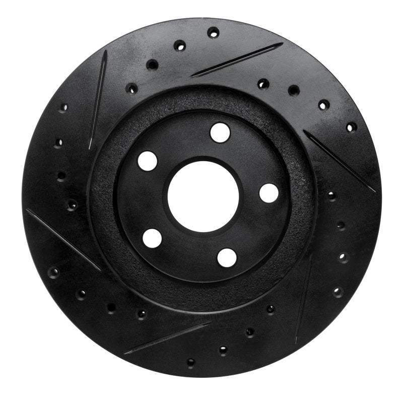 R1 Concepts R1 86-89 Toyota Celica Front Right Drilled & Slotted Black Brake Rotor