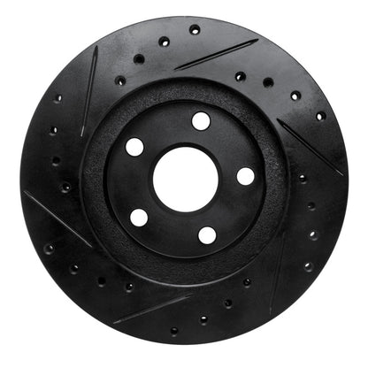R1 Concepts R1 86-89 Toyota Celica Front Right Drilled & Slotted Black Brake Rotor