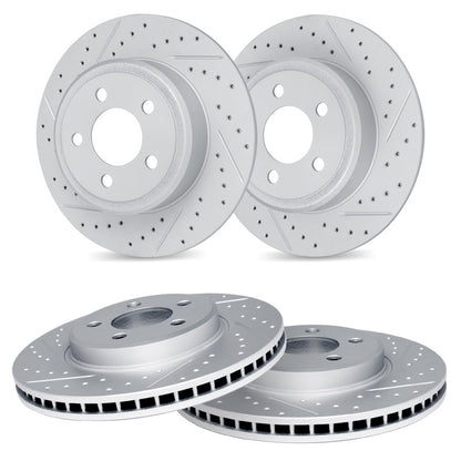 R1 Concepts R1 03-07 Honda Accord Front & Rear Drilled & Slotted Carbon Coated Brake Rotor Set