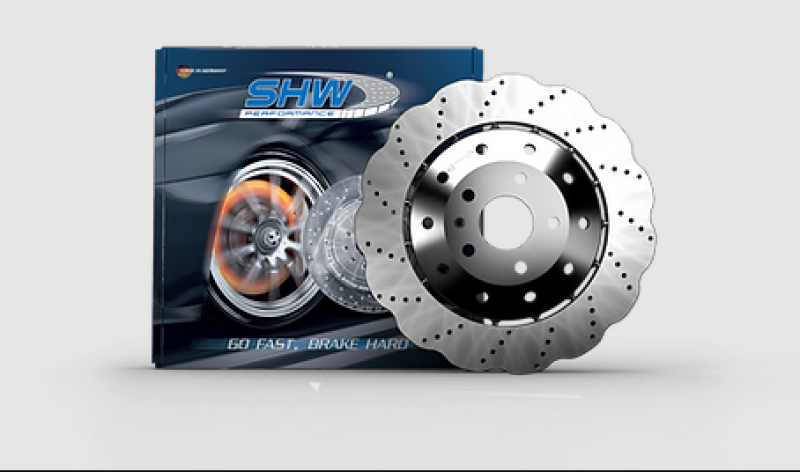 SHW Performance SHW 14-20 Audi R8 5.2L (Excl Ceramic Brake) Rear Drill-Dimp Lightweight Wavy Brake Rotor(4S0615601B)