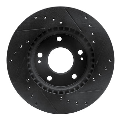 R1 Concepts R1 07-10 Hyundai Elantra Front Left Drilled & Slotted Black Brake Rotor