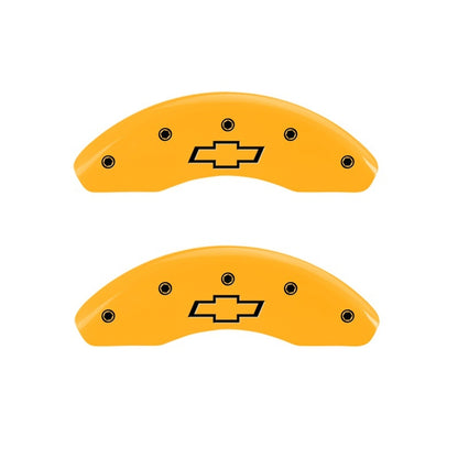 MGP Front set 2 Caliper Covers Engraved Front Bowtie Yellow finish black ch