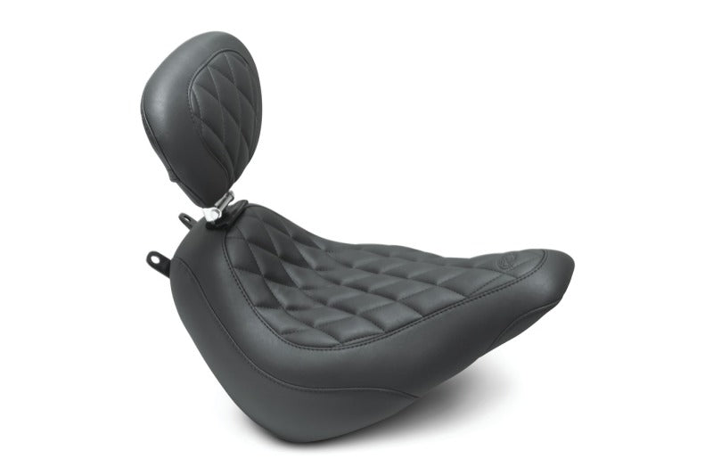 Mustang Motorcycle Mustang 18-21 Harley Heritage Classic, Deluxe Wide Tripper Solo Seat w/Driver Backrest - Black