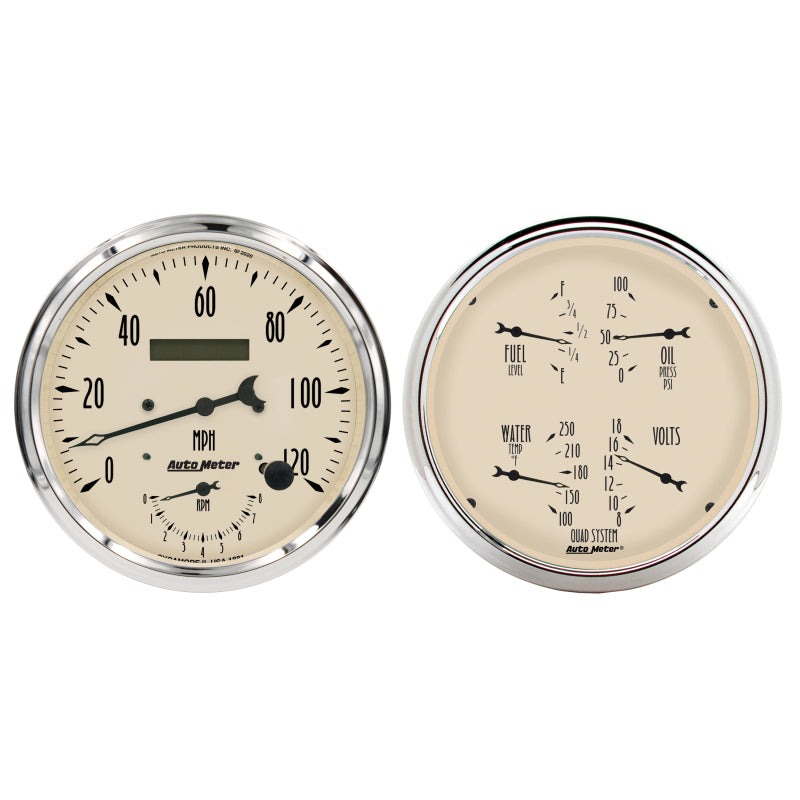 Autometer Antique Beige Quad & Tach/Speedo 5in. - 2 Pc.