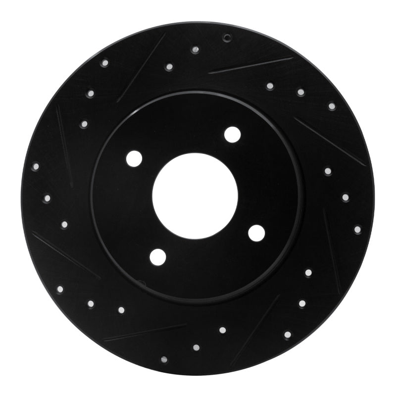 R1 Concepts R1 84-85 Nissan 300ZX Rear Left Drilled & Slotted Black Brake Rotor