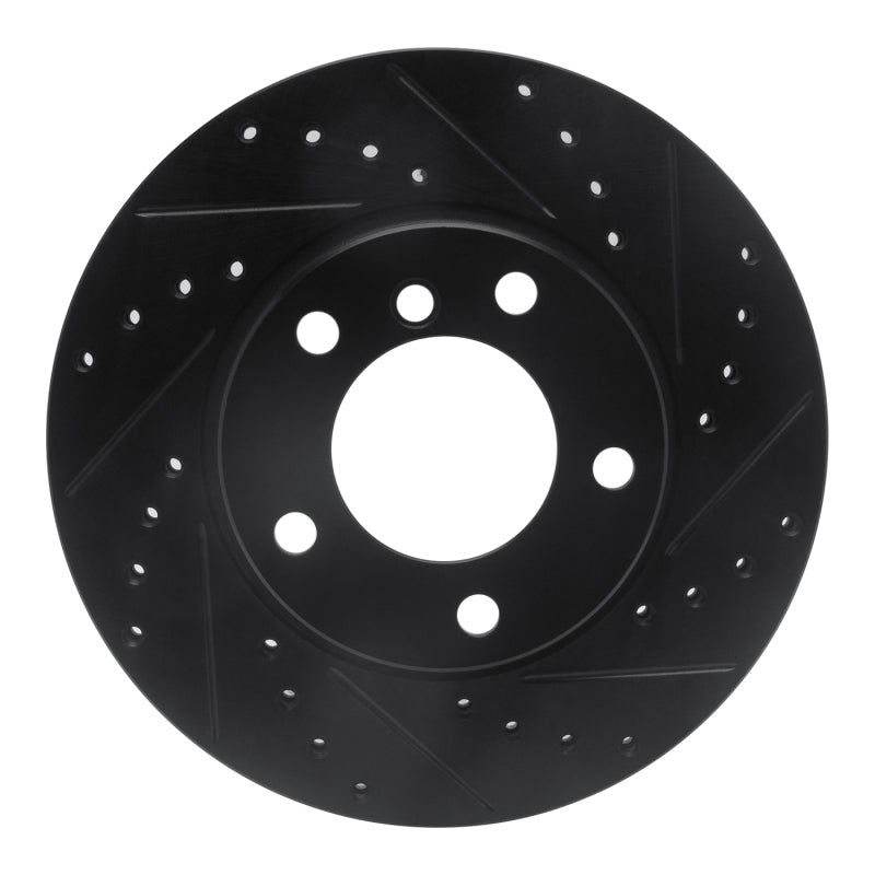 R1 Concepts R1 91-06 BMW 328I Front Right Drilled & Slotted Black Brake Rotor