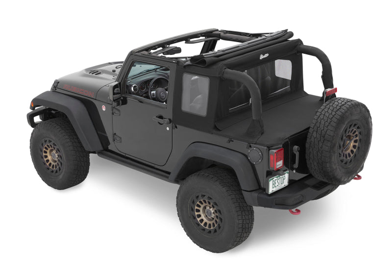 Bestop 07-18 Jeep Wrangler JK 2-Door Halftop Soft Top (Black Diamond)