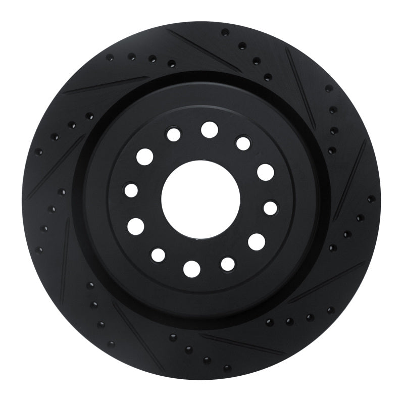 R1 Concepts R1 19-25 Ram 1500 Rear Right Drilled & Slotted Black Brake Rotor