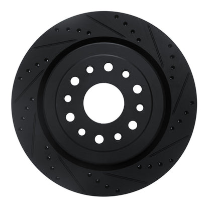 R1 Concepts R1 19-25 Ram 1500 Rear Right Drilled & Slotted Black Brake Rotor