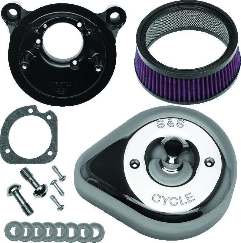 S&S Cycle 08-17 Touring/16-17 Softails Models Stealth Air Cleaner Kit w/ Chrome Teardrop Cover