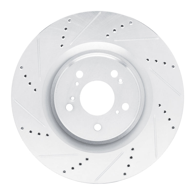 R1 Concepts R1 2021-2025 Acura TLX Front Left Drilled & Slotted Silver Brake Rotor