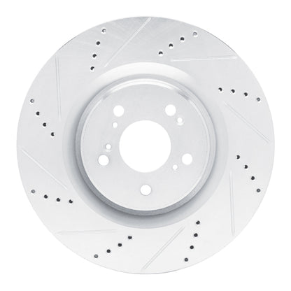 R1 Concepts R1 2021-2025 Acura TLX Front Left Drilled & Slotted Silver Brake Rotor