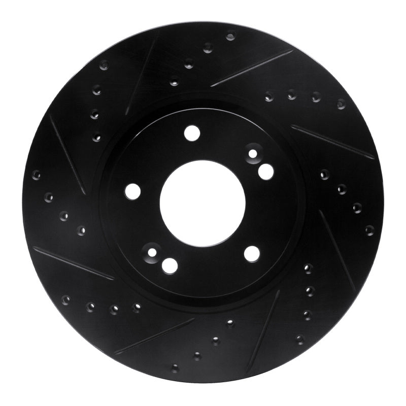 R1 Concepts R1 15-19 Kia Soul EV Front Left Drilled & Slotted Black Brake Rotor