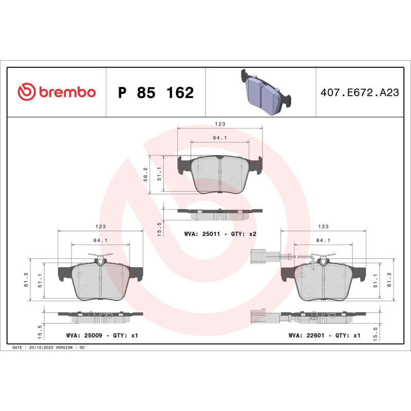 Brembo OE Brembo 18-20 Audi RS3/ Audi TT RS Quattro Rear Low-Met Brake Pad