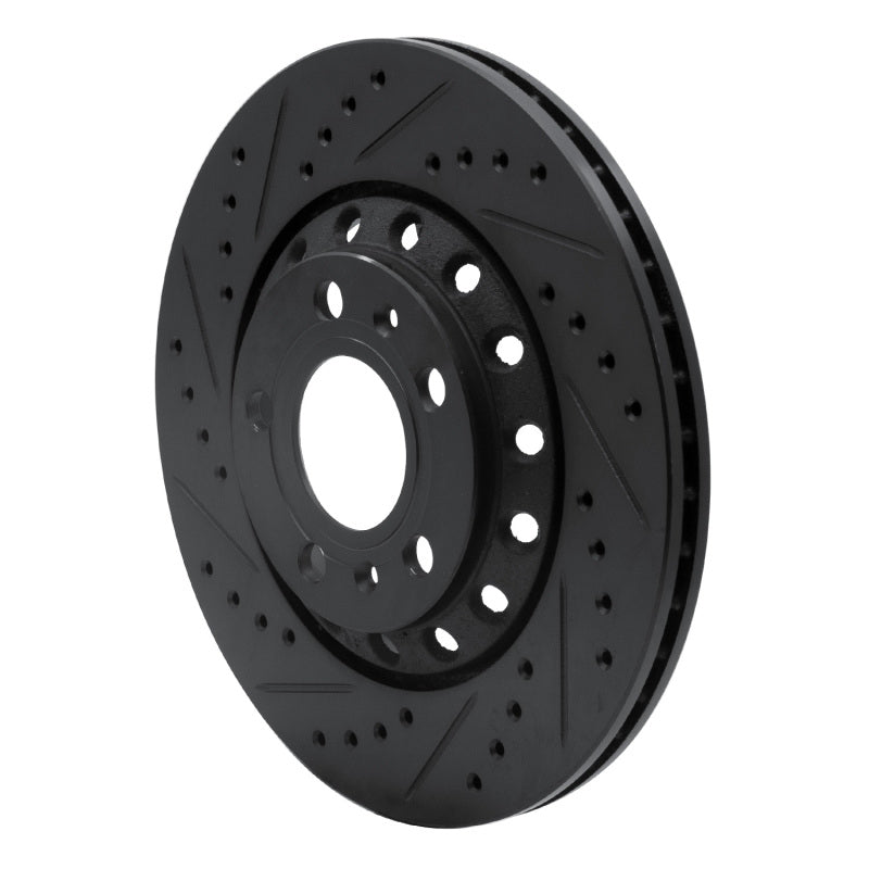 R1 Concepts R1 04-10 Audi A8 Rear Left Drilled & Slotted Black Brake Rotor