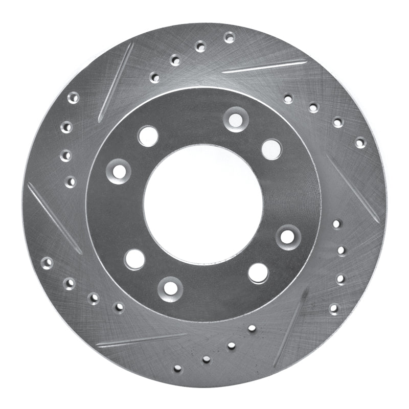 R1 Concepts R1 86-88 Mazda RX-7 Front Left Drilled & Slotted Silver Brake Rotor