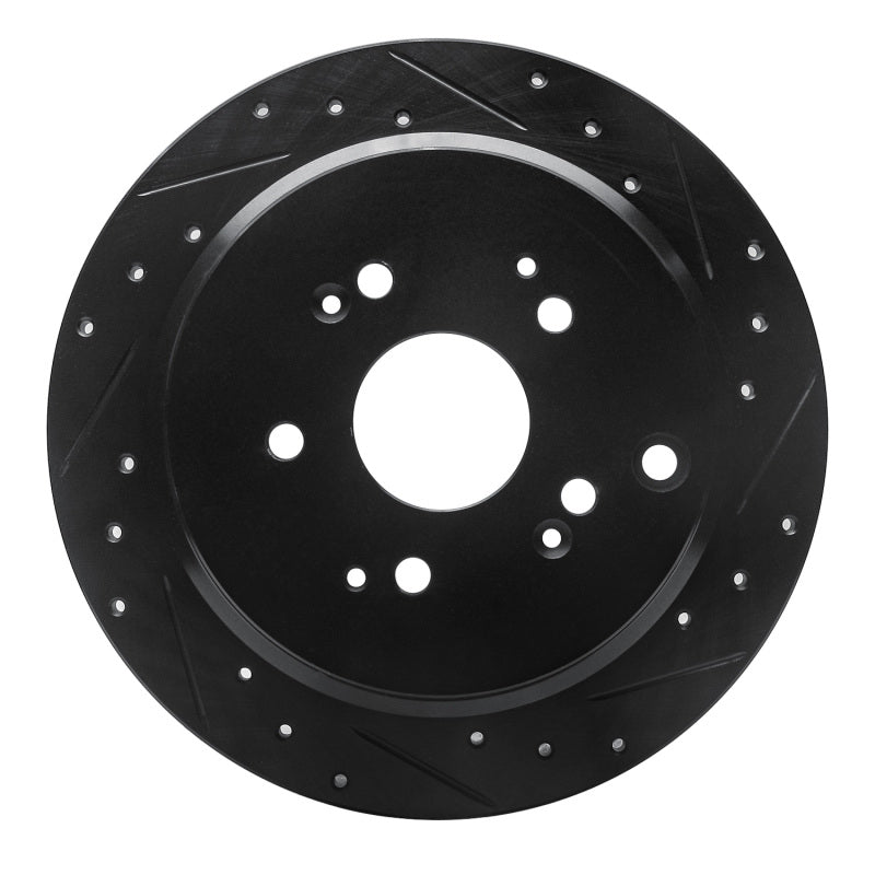 R1 Concepts R1 02-04 Honda Odyssey Rear Right Drilled & Slotted Black Brake Rotor