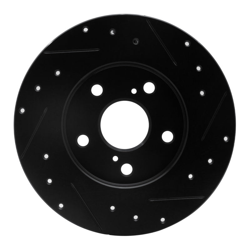 R1 Concepts R1 08-18 Pontiac Vibe Rear Left Drilled & Slotted Black Brake Rotor