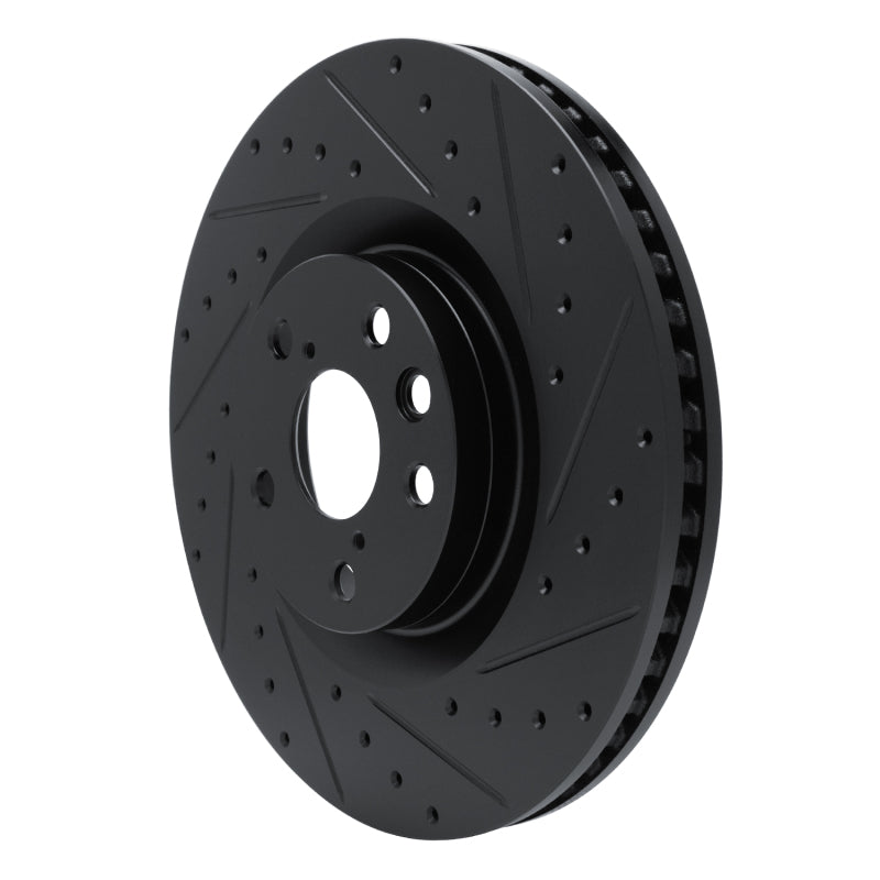 R1 Concepts R1 11-25 Lexus IS200T Right Front Drilled & Slotted Black Brake Rotor