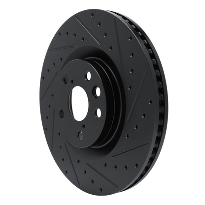R1 Concepts R1 11-25 Lexus IS200T Right Front Drilled & Slotted Black Brake Rotor