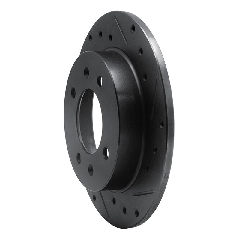 R1 Concepts R1 97-06 Hyundai Tiburon Rear Right Drilled & Slotted Black Brake Rotor
