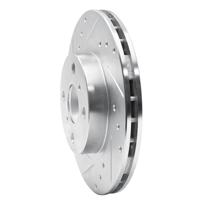 R1 Concepts R1 87-92 Geo Prizm Front Left Drilled & Slotted Silver Brake Rotor