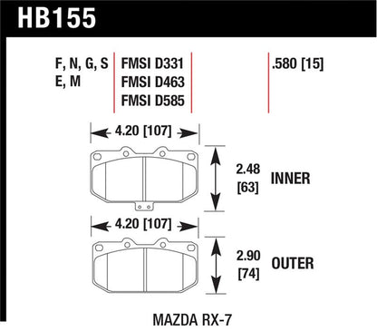 Hawk Performance Hawk 90 Mazda RX-7 GXL/U  / 86-91 & 93-95 RX-7 HT-10 Race Front Brake Pads