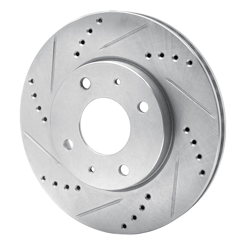R1 Concepts R1 04-04 Mitsubishi Lancer Front Left Drilled & Slotted Silver Brake Rotor