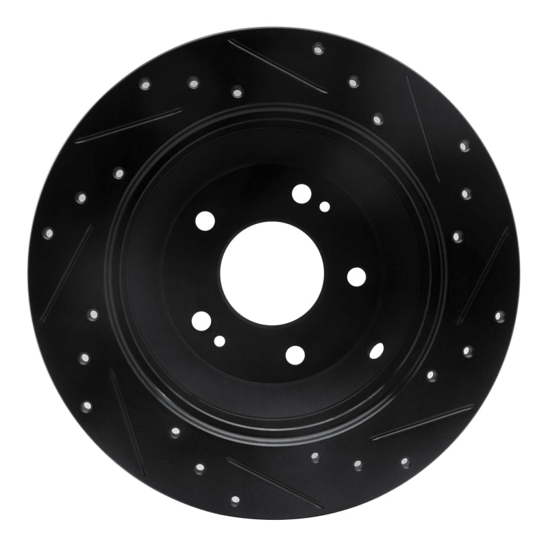 R1 Concepts R1 10-21 Hyundai Santa Fe Rear Left Drilled & Slotted Black Brake Rotor