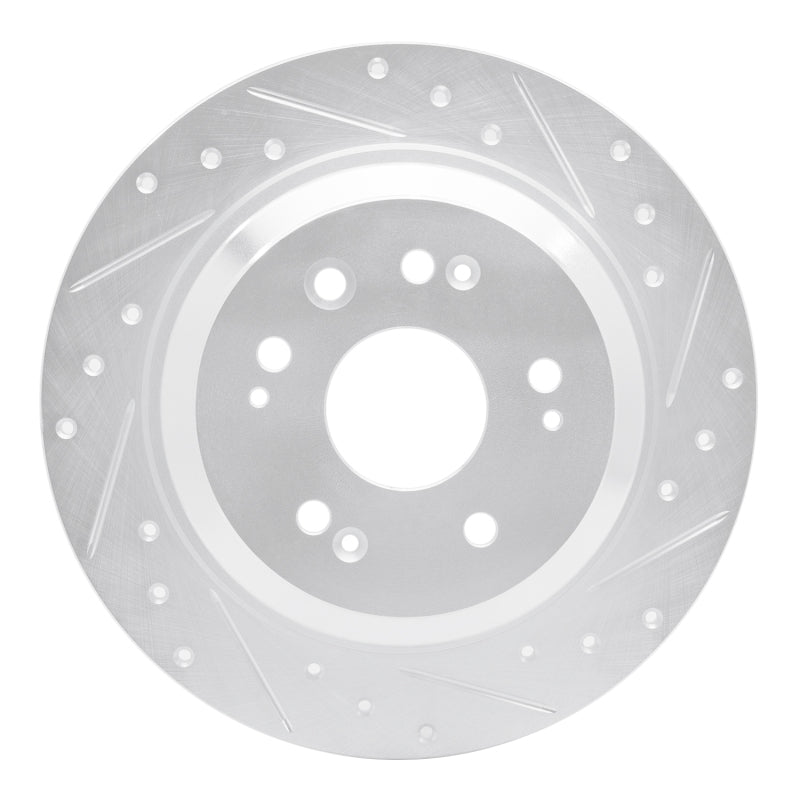 R1 Concepts R1 10-15 Honda Crosstour Rear Right Drilled & Slotted Silver Brake Rotor