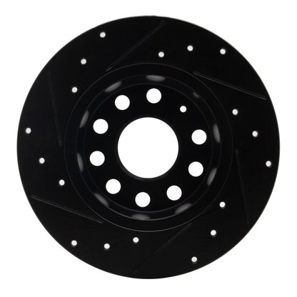 R1 Concepts R1 05-25 Audi A3 Sportback E-Tron Rear Right Drilled & Slotted Black Brake Rotor