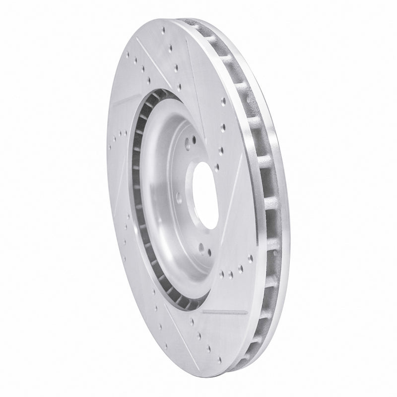 R1 Concepts R1 08-15 Mitsubishi Lancer Front Left Drilled & Slotted Silver Brake Rotor