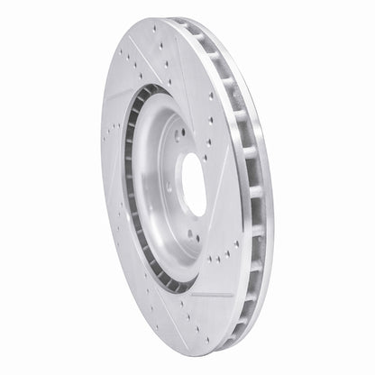 R1 Concepts R1 08-15 Mitsubishi Lancer Front Left Drilled & Slotted Silver Brake Rotor