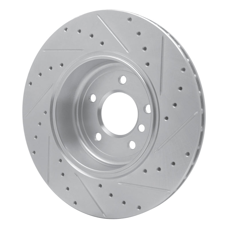 R1 Concepts R1 04-10 BMW 545I Rear Left Drilled & Slotted Silver Brake Rotor