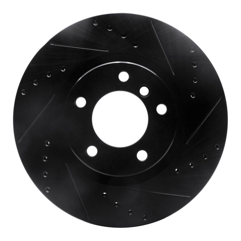 R1 Concepts R1 95-02 BMW M3 Left Front Drilled & Slotted Black Brake Rotor