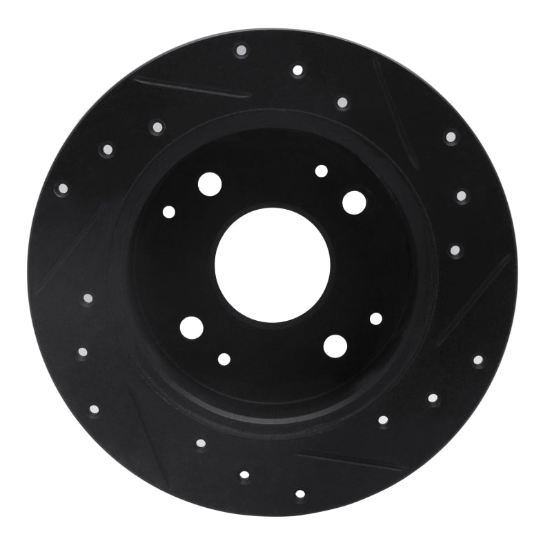 R1 Concepts R1 95-98 Acura TL Rear Left Drilled & Slotted Black Brake Rotor